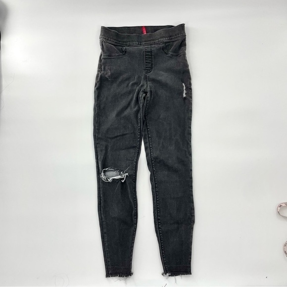 SPANX Distressed Ankle Raw Hem Skinny Jeans/Jeggings Black Size S - Picture 4 of 13